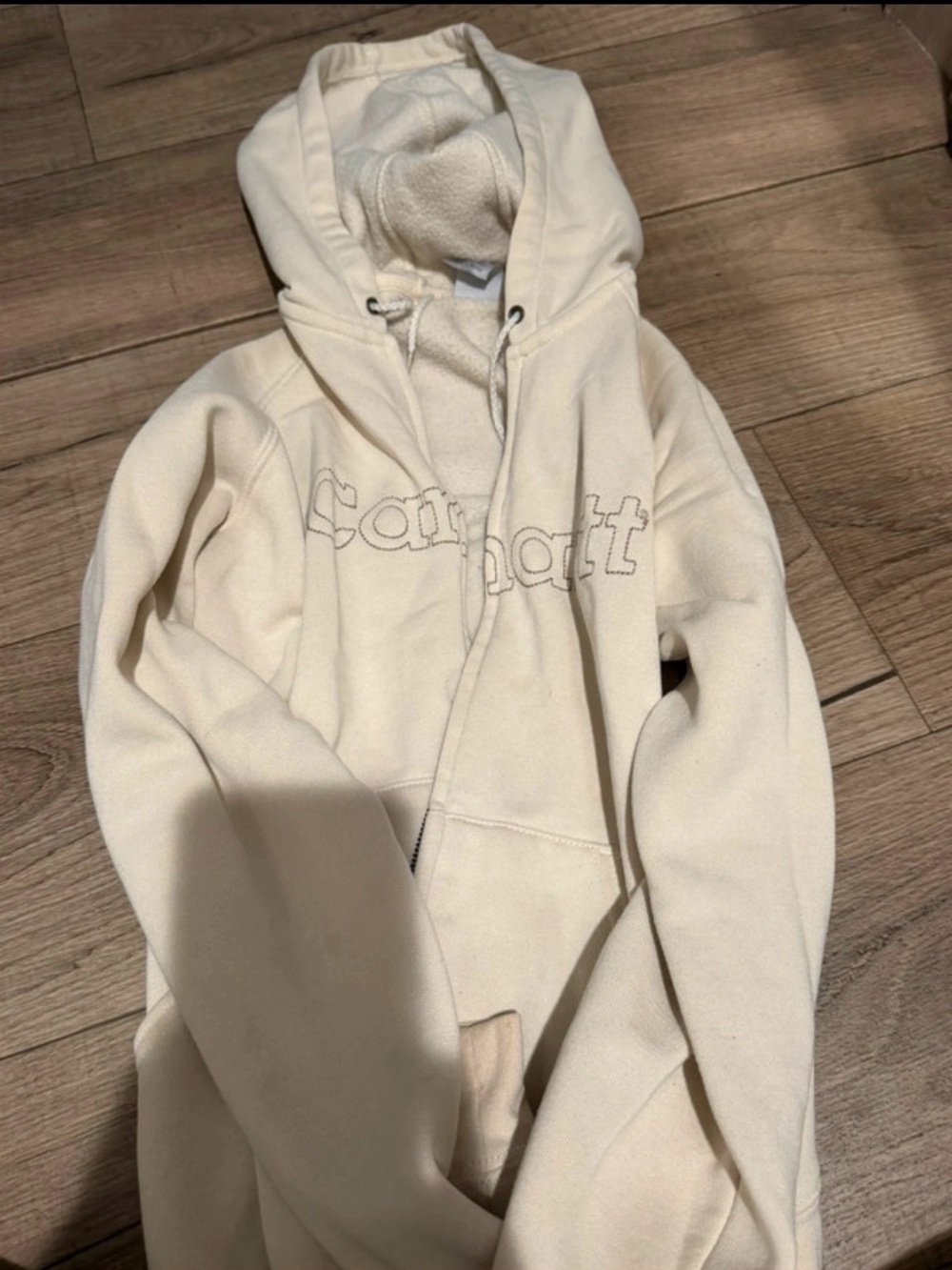 Carhartt Cream Fleece-Lined Hooded Zip Jacket
